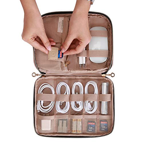 BAGSMART Large Electronics Travel Organizer Case for Women, Pink | Travel Essentials, Cord Organizer, Cable Organizer Bag, Travel Accessories for Women - color: A-Pink