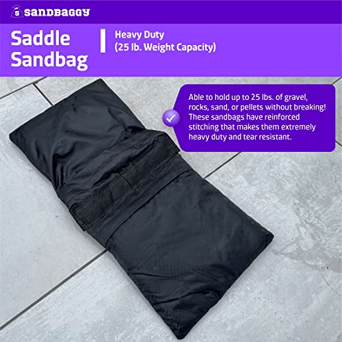 Empty Saddle Sandbags with Carabiner Clip (up to 25 lb. Capacity) - Photography, Tents, Tri Pods, Backdrops, Canopies, Light Stands - Water & UV Resistant