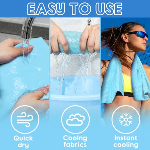 Peryiter 3 Packs PVA Cooling Towel Reusable Instant Cooling Neck Towel Breathable Soft Long Lasting Ice Sports Supplies for Running Hiking Swimming Golf(Blue, Light Blue, Gray) - color: Blue, Light Blue, Gray