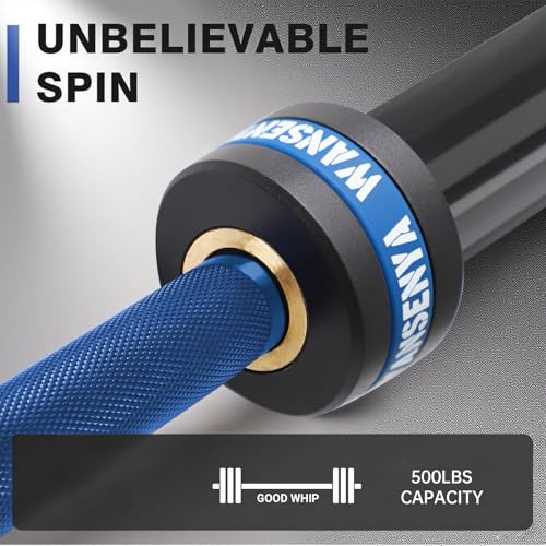 7FT Olympic Barbell 45lb,28MM 2 Inch Olympic Bar for No. 45 Steel,Olympic Weight Bars for Lifting,CrossFit,Bench Press,Deadlift,Squats,Strength Training bars - color: Blue-500LBS