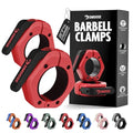 DMoose Fitness Barbell Clips 2 Inch (Pair) - Quick Release Olympic Barbell Clamps & Collars with Anti Slip TPR Grip for Secure Weightlifting and Powerlifting - Weight Clips for Bars at Home or Gym - color: Red, style: Magnetic
