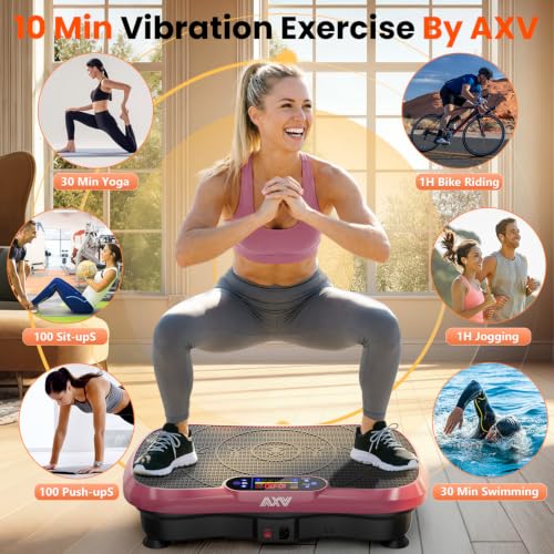 AXV Vibration Plate Fitness Platform Exercise Machine Vibrating Shaking Full Body Shaker Workout Vibrate Stand Shake Board Sport for Weight Loss Fat Burner for Gym Home Office - color: BASIC.PINK