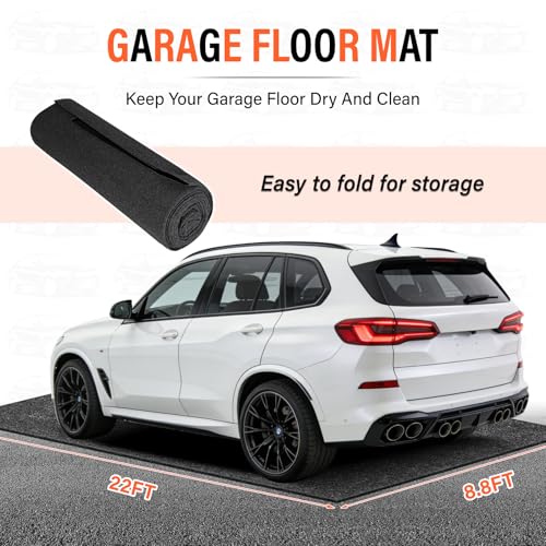 22 x 8.8FT Extra Large Garage Floor Mat,Absorbent Oil Spill Mat | Waterproof Backing Garage Mat Premium Oil Leaks,Reusable,Washable,Protects Floor from Spills,Drips,Splashes and Stains - size: GFM-22 x 8.8FT