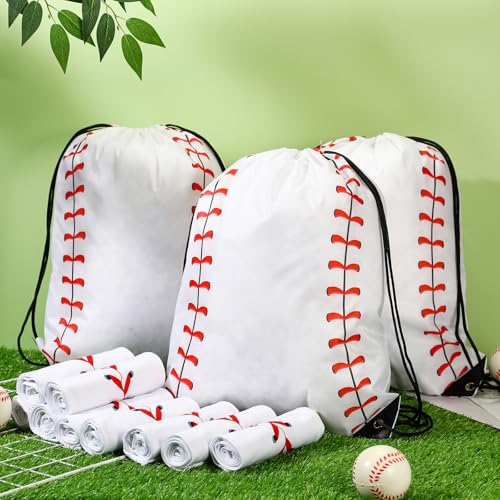 Hahafelt 24 Pcs Team Gifts, Including 12 Cooling Towels, 12 Drawstring Backpack Sports Party Favor for Teens Players Athletes Gifts Sport Supplies - style: Baseball Style
