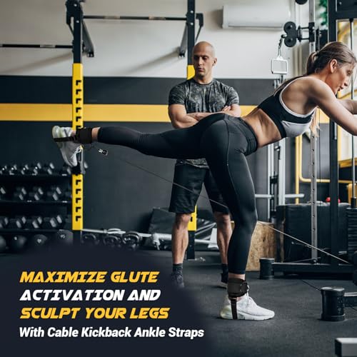 nooncrazy Ankle Straps for Dumbbell and Cable Machine, Dumbbell Foot Attachment with Longer Stronger Nylon Strap, Tibialis Trainer, Leg Extensions, Hamstring Curls for Women and Men - color: Black 1PC