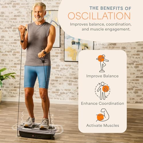 Lifepro HexaPlate Lite Vibration Plate Exercise Machine — Magnetic Acupoints, 99 Speeds & 10 Presets Vibration Platform Machine with Resistance Bands — Vibrating Plate for Lymphatic Drainage & Toning - color: Bronze