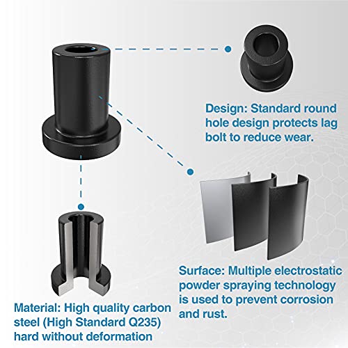 ZEKOO 1-3/8" Barn Door Hardware Spacers with Lag Bolts Wall Anchor, 4 Sets | Heavy Duty Sliding Door Hardware Rail Spacers Replacement for Connecting Track, Carbon Steel Connection Device, Matte Black - size: 1-3/8'' 4-PCS