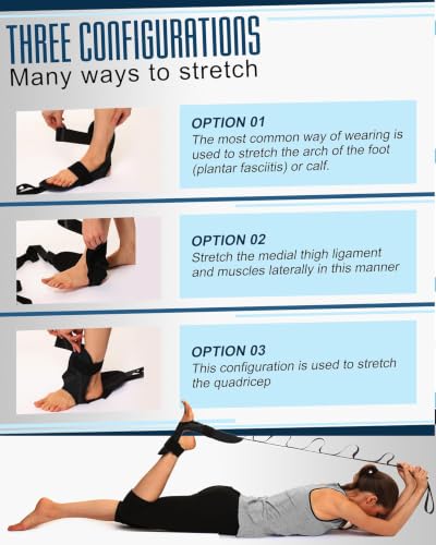 Foot and Calf Stretcher-Stretching Strap For Plantar Fasciitis, Foot Drop, Achilles Tendonitis & Hamstring Yoga Foot & Leg Stretch Strap