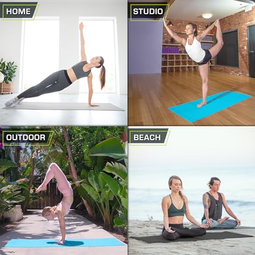 ProsourceFit Classic Yoga Mat 1/8” (3mm) Thick, Extra Long 72-Inch Lightweight Fitness Mat with Non-Slip Grip for Yoga, Pilates, Exercise - color: Aqua