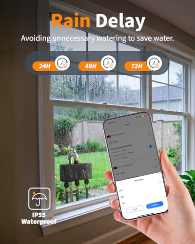Diivoo Brass 3 Zone WiFi Water Timer | App Remote Control, 18 Irrigation Plans, Rain Delay & Mist Mode for Garden Lawns, Compatible with Alexa/Google Assistant - size: 3 Outlets