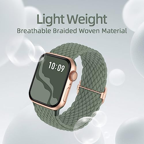 4 Pack Braided Stretchy Bands Compatible with Apple Watch 40mm 41mm 38mm 42mm 44mm 45mm 46mm 49mm Women Men, Breathable Nylon Elastic Daily Use Straps for iWatch Series 11/10 9 8 7 6 5 4 3 SE/Ultra 2 - color: Black/Purple/Cactus/PinkSand, size: 38mm/40mm/