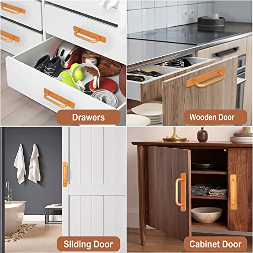 Self-Stick Instant Cabinet Drawer Handles, 2pcs No-Drilling Shower Door Push Pull Handles Helper with Adhesive Sticker Door Handle for Any Furniture Handle Replacement DIY (5.83",Gold) - color: Gold, size: Small (5.83")