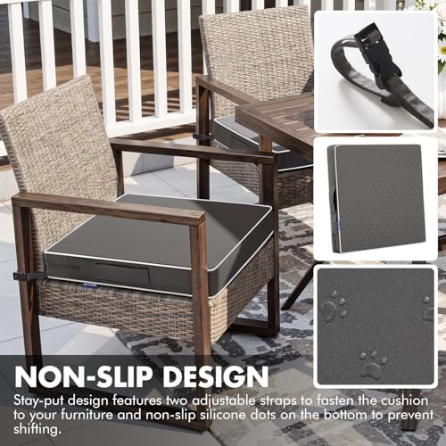 MIULEE Dark Grey 48x18x3 Inch Outdoor Bench Cushion for Patio Furniture | Waterproof Patio Chair Cushion with Adjustable Straps, Set of 1 for Swing, 3-Year Color Fastness, Garden Sofa Couch - color: Dark Grey, size: 48 x 18 x 3 Inch