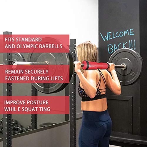 NEALFIT Barbell Pad Squat Pad for Squats—Squat Bar Pad—Great for Weightlifting,Lunges and Hip Thrusts—Foam Sponge Pad—Fit Standard and Olympic Bars Perfectly - color: Red