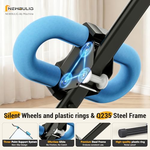 NEWBULIG Ab Machine, Abs Workout Equipment for Home Gym, Adjustable Ab Trainer Machine for Stomach Workout, Foldable Abdominal Trainer - color: Black Blue