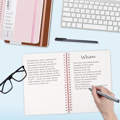 ABERLLS Lined Spiral Journal Notebook with 160 Pages, 8×5.7in, A5 Spiral Notebook, Journaling Notebooks for Work, School, Women, Men, College Ruled Spiral Notebook, Hardcover Leather Journals, Pink - color: Pink, size: A5