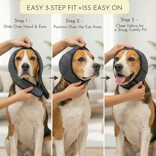 No-Shake Ear Wraps for Dogs: Breathable Bonnet to Stop Shaking & Aid Aural Hematoma Recovery - Post-Surgery Bleeding Protection for Beagle Cocker Spaniel & Border Collie Medium Breed - size: Medium
