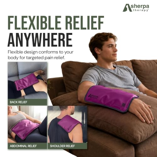 Medium Flexible Gel Ice Packs Reusable - Hot and Cold Soft Ice Packs for Injuries Reusable for Ankle, Arm, Foot, Leg, Back Pain Relief - 8" x 12" - 2PK - Purple - size: Medium (2 pack), style: Purple