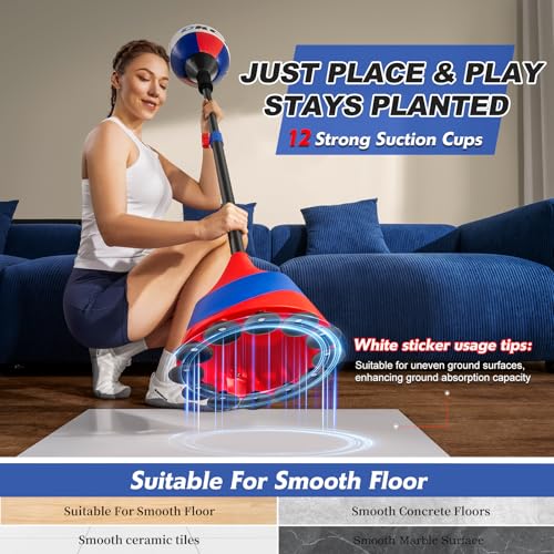 OKCT Punching Bag with Stand,Reflex Bag,Suction Cup Base | Adjustable Height,Boxing Equipment for Adults & Teens,Home Gym,Speed Training, Hand-Eye Coordination&Fitness - color: Red