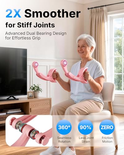 Merach Ropeless Battle Ropes for Home Gym, Forearm Strengthener & Arm Trainer, Wrist-Friendly Ergonomic Non-Slip Handle, Smooth Bearing, Portable Exercise Equipment for Recovery Training - color: Pink