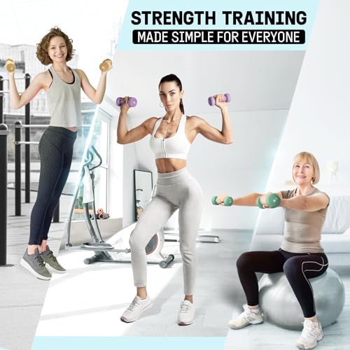 Yes4All Neoprene Coated Dumbbell Hand Weight Sets - Multiple Weight Options with Rack, Anti-roll, Anti-Slip, Hexagon Shape - style: E. SET WITH CASE 2-3-5lb pair