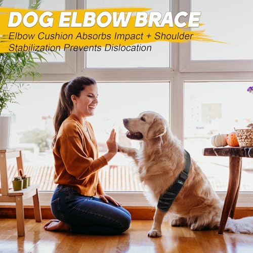 Dog Elbow Protector Brace for Canine Pads, Elbow&Shoulder Wraps with Metal Splint Support for Callus, Hygroma, Dysplasia, Arthritis, Dislocation, Pressure Sores, Comfort Fit for All-Day Wear - size: L-Left