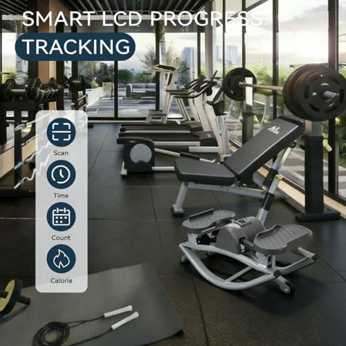 Rock Stepper with Resistance Bands - Ultra-Quiet Hydraulic Lateral Stepper, Fully Assembled Side to Side Step Rocker for Home Office, 250LBS Capacity - color: Light gray