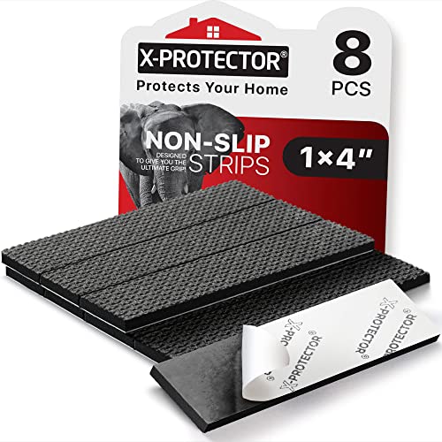 X-Protector Rubber Strip - 8 PCS Non Slip Pads - Black Universal Grip Strips - Self-Adhesive - Premium Feet for Keyboard, Appliances - size: 8 PCS 1 x 4 inch (Black Rubber)