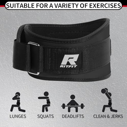 RitFit Weight Lifting Belt - Great for Squats, Lunges, Deadlift, Thrusters - Men and Women - 6 Inch Black/Camouflage - color: Black, size: S(26"-32")