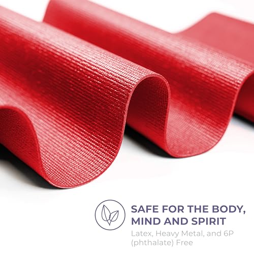 Voyage 5mm Studio Yoga Mats, 10 Pack, 72x24in | Extra Long, Anti-Tear Exercise Mats for Workout, Stretching, Fitness - Non Slip Gym Mats for Home, Schools and Studios - color: Red
