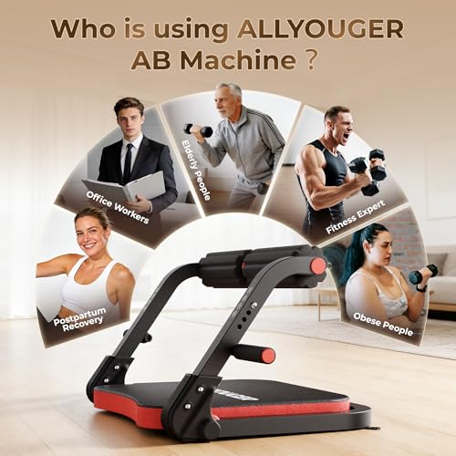 Ab Machine,Sit Up Exercise Equipment& Core Machine,Adjustable Ab Trainer with 3 Resistance Levels and Removable Auxiliary Handle,perfect for home workouts and those looking to lose weight - color: Red