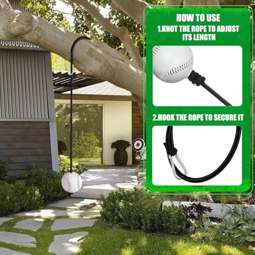 Baseball and Softball Batting Swing Trainer, Enhance Hitting Skills with Baseball Hitting Rope and Toss for Easy Drills – Hand-Eye Coordination, and Boost Bat Speed for All Skill Levels