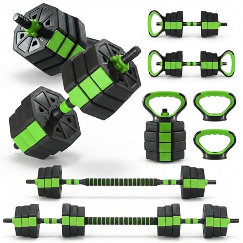 Adjustable Weight Set 66/88 Lbs, 4-in-1 Dumbbell Set and Barbell Weight Set for Home Gym, Converts to Kettlebell & Push-Up Stand, Free Weights Dumbbells Set for Men & Women Full Body Workout - size: 44 LB-Octagon
