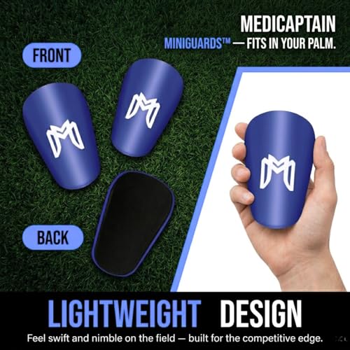 MediCaptain MiniGuards - Mini Shin Guards for Soccer Players - Tiny Shin Pads for Men, Women, Teens - Miniature Shin Guards 3.9 x 2.4 inch - Perfect for High Level Soccer Athletes - color: Blue
