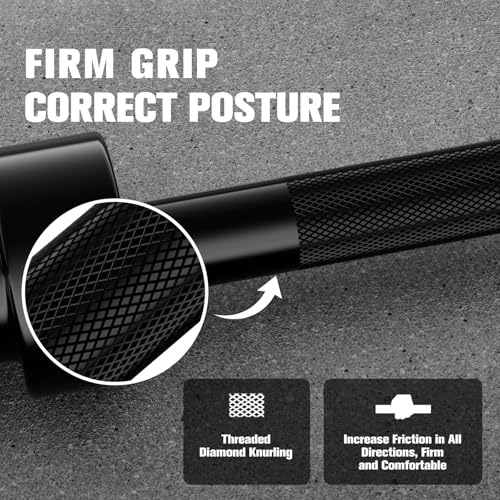RitFit Barbell Weight Set - 4/6FT Olympic Barbell with Weight Plates (55-115LB Total) - Weightlifting Equipment for Squats, Curls, Deadlifts, Presses, Hip Thrusts - color: Black, size: 6FT With 35LB Plates