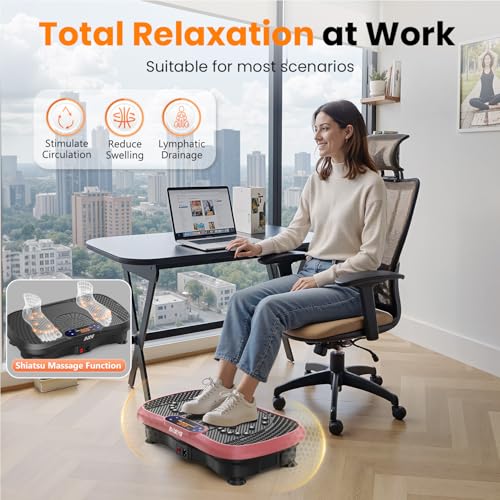 AXV Vibration Plate Fitness Platform Exercise Machine Vibrating Shaking Full Body Shaker Workout Vibrate Stand Shake Board Sport for Weight Loss Fat Burner for Gym Home Office - color: SLIM.PINK