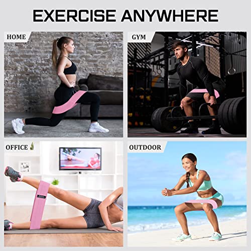 24 Pcs Fabric Resistance Bands for Working Out Strength Exercise Bands for Women Men Resistance Loop for Legs and Butt, Yoga, Pilates, Rehab, Fitness and Home - color: Pink, style: Medium Resistance