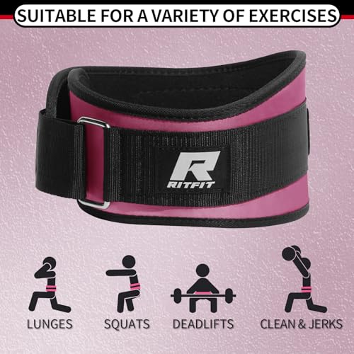 RitFit Weight Lifting Belt - Great for Squats, Lunges, Deadlift, Thrusters - Men and Women - 6 Inch Black/Camouflage - color: Pink, size: S(26"-32")
