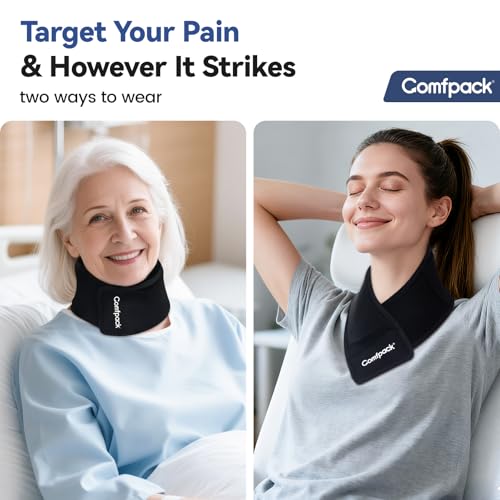 Comfpack Neck Ice Pack Wrap, Cervical Ice Pack, Flexible Gel Ice Pack for Neck, Hot & Cold Compress Ice Pack for Injuries, Sore Neck, Tonsillectomy, Thyroidectomy, Surgery Recovery, Office Pressure