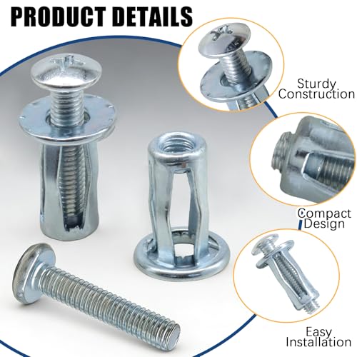 M5 x 25 Hollow Door Anchor Set, 20 Pack | Metal Cavity Fixing, Aluminium Cladding, Extra Short Wall Anchors for Steel Pipe Iron Sheet Plastic Sheet - size: 20 Pack M5 x 25