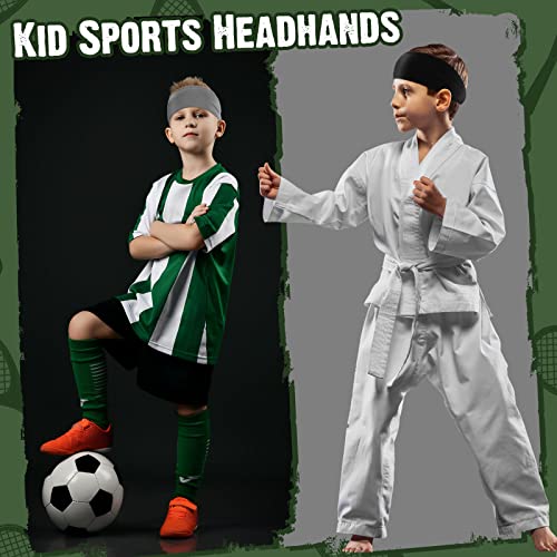 Deekin 6 Pcs Sweatbands for Kids Soccer Headbands Boys for Sports Breathable Sweat Wicking Headband for Kids Athletic Baseball Football Youth 5-15 Years Old - color: Black, Gray