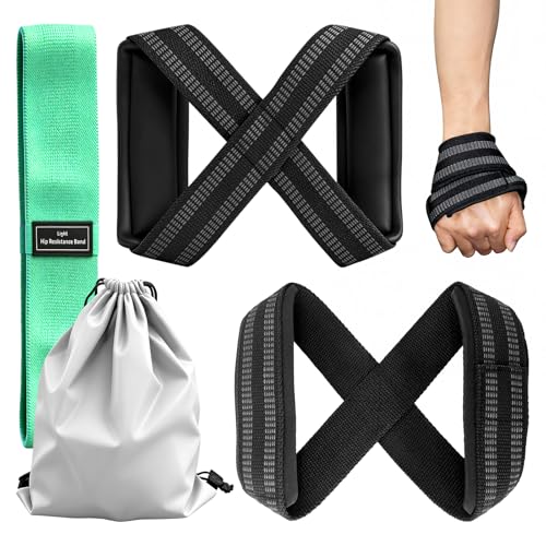 2 Pcs Figure 8 Straps, Wrist Protection and Slip Resistance During Exercise with Figure Eight Wrist Straps, Suitable for Strength Training Exercises Such as Deadlifts in the Gym