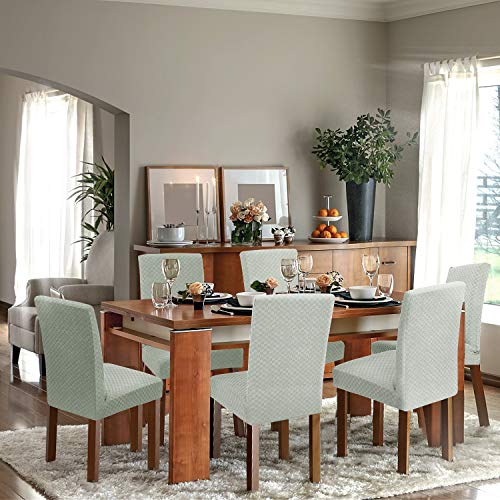YEMYHOM 2 Packs Latest Checkered Dining Chair Slipcover Parsons Chair Furniture Protector Stretch Chair Covers for Dining Room, Restaurant, Kitchen, Party (Ivory) - color: Ivory, size: 2 Packs - Dining Chair