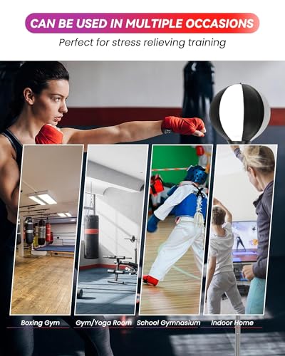 Fitness Reflex Bag, Speed Ball Stand Punching Bag with Gloves, Boxing Bag for Adults and Teens, 59IN Great MMA Training - color: Black White