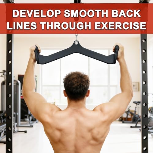 Fitvids LAT Pulldown Attachments, 5 Pieces Cable Machine Rowing Bar Set, Back Bicep Curl Tricep Lat Pull Down Strength Training Handles, Home Gym Fitness Cable Attachments with Non-Slip Rubber Coating - color: Graphite