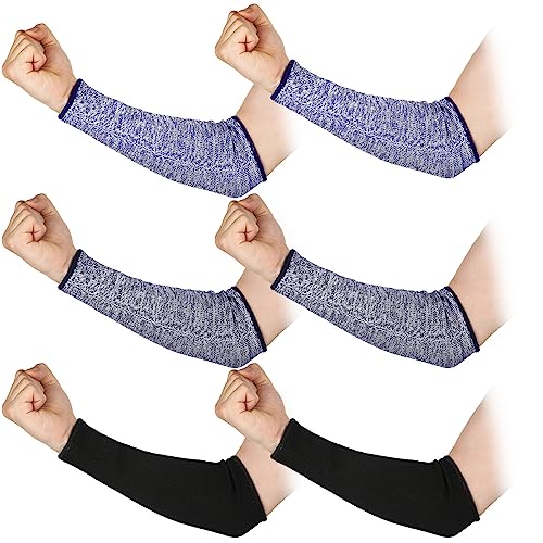 Sintege 3 Pairs Arm Protectors for Thin Skin and Bruising Cut Resistant Forearm Sleeve Level 5 Arm Burn Protection Sleeve (Light Blue, Dark Blue, Black,12.6 Inch) - color: Light Blue, Dark Blue, Black, size: 12.6 Inch