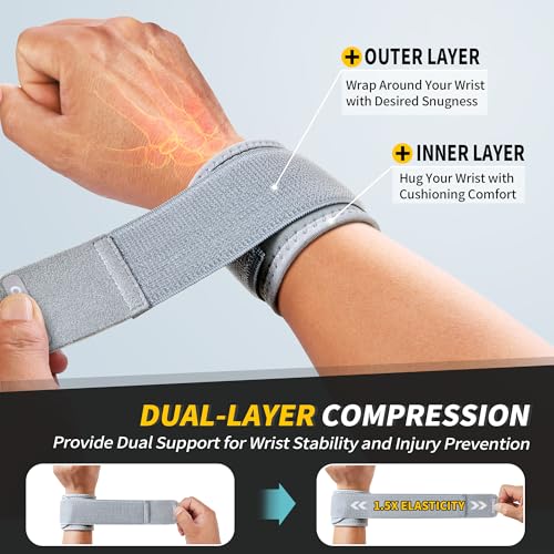 CAMBIVO 2 Pack Wrist Brace for Carpal Tunnel with wraps, Gray | Wrist Support, Adjustable Wrist Wraps for Weightlifting, Tendonitis, Pain Relief, Sleeping, Night, Gym, Neoprene, Both Hands - color: Gray