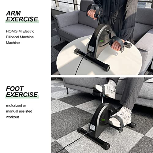HOMGIM Mini Exercise Bike,Under Desk Bike for Seniors Rehab Training, Motorized Pedal Exerciser for Arm/Leg Fitness & Physical Therapy, 6 Levels Speed Adjustment - color: Black