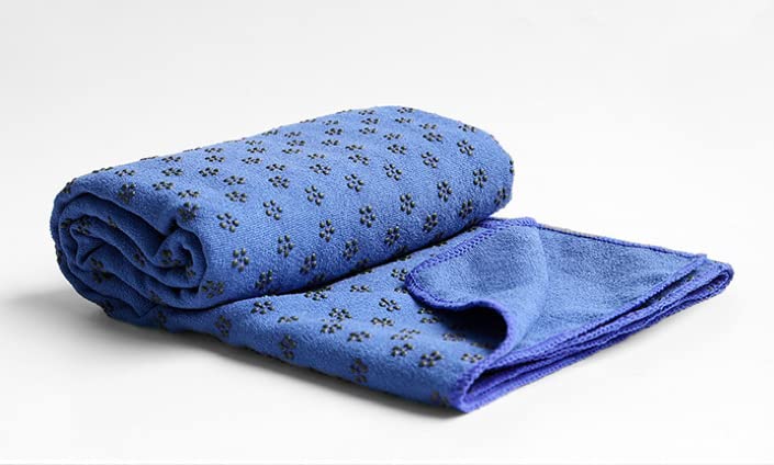 IBL-Yoga Towel, Hot Yoga Mat Towel - Sweat Absorbing Non-Slip for Hot Yoga, Pilates and Workout, 24x72 inches with Grip - color: Blue