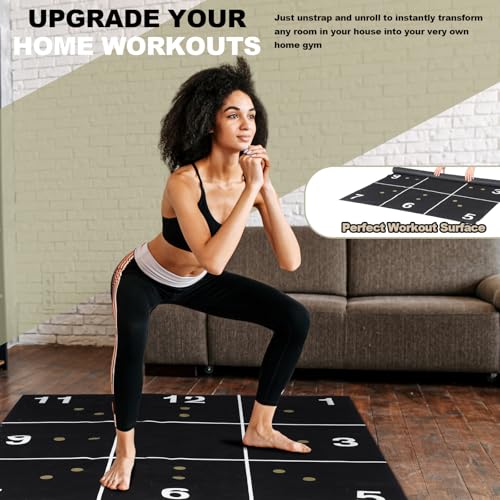 Fitness Precision Mat Home Workout Equipment 4.6' x 4' x 2.2 mm Large Exercise Rubber Non Slip Mat for Yoga Pilates Cardio Fitness Home Gym Floor